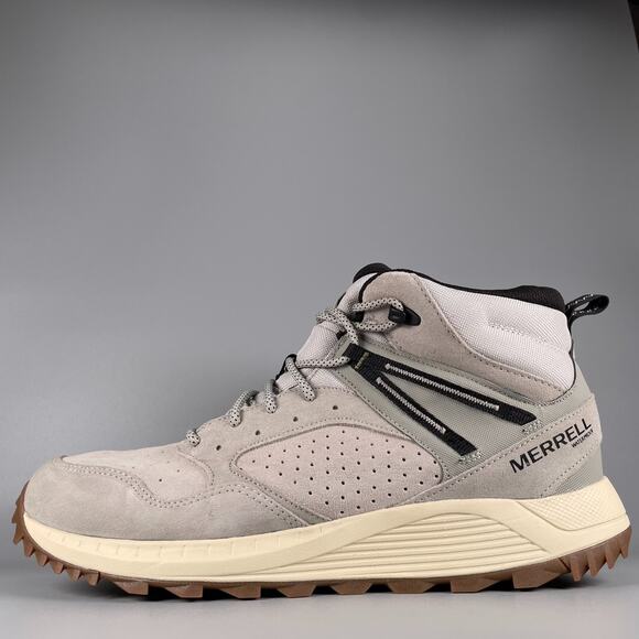 Merrell Wildwood Mid Men’s 13 Gray Suede Waterproof Boots Outdoors Shoes NEW